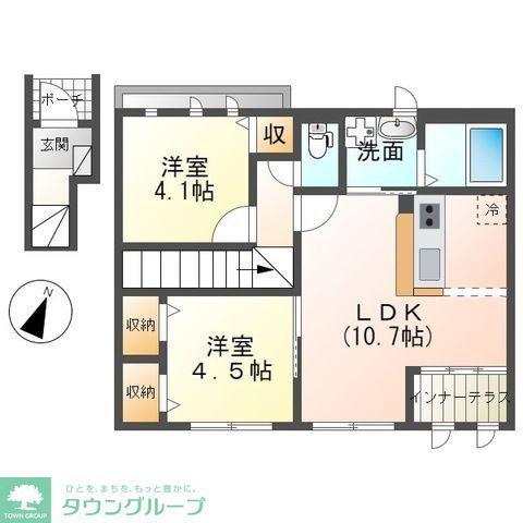 グラン アゼリア(2LDK/2階)の間取り写真