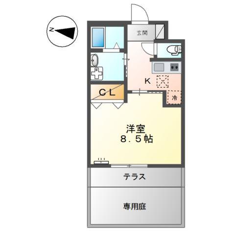 セレーヌ泉B(1K/1階)の間取り写真