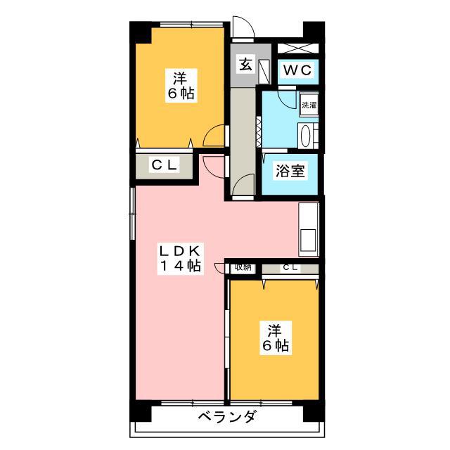 ミラリオ東島(2LDK/4階)の間取り写真