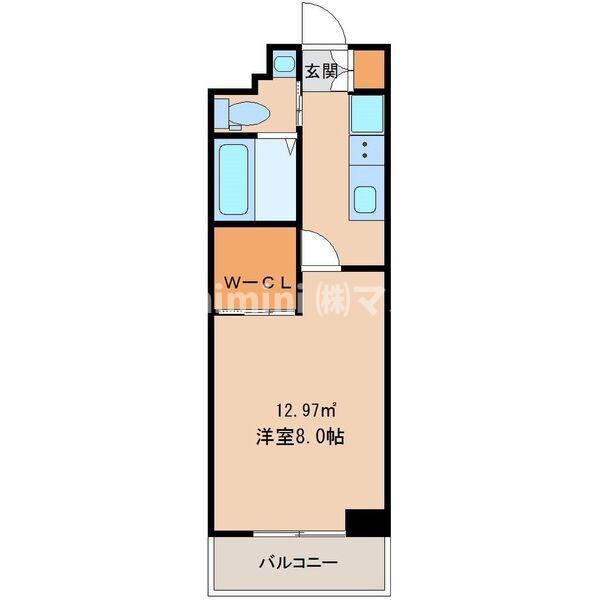 PARK HILLS 弁天町 REVE(1K/3階)の間取り写真