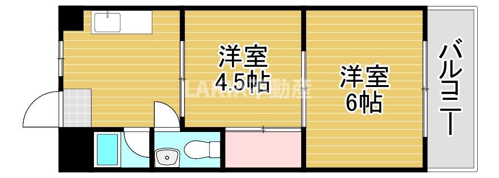 コーポ三原(2DK/2階)の間取り写真