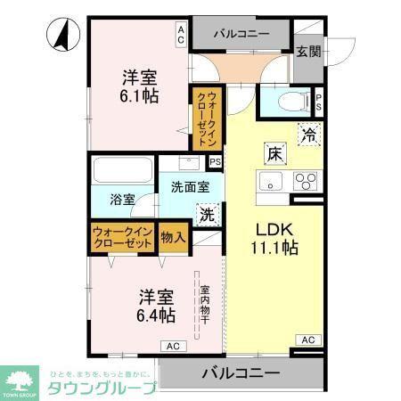 ウエストスクエア(2LDK/3階)の間取り写真