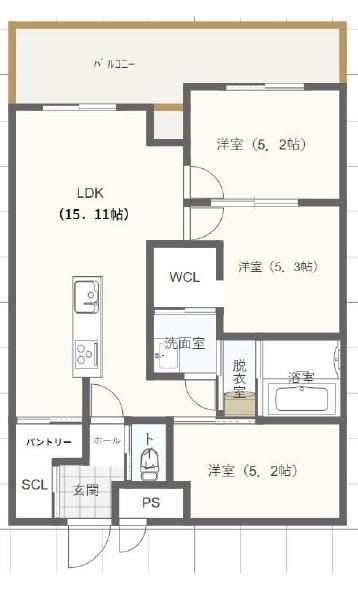 喜友名共同(3LDK/4階)の間取り写真