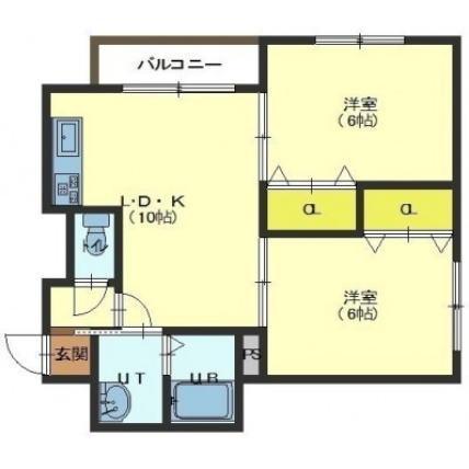 トータス亀田(2LDK/3階)の間取り写真