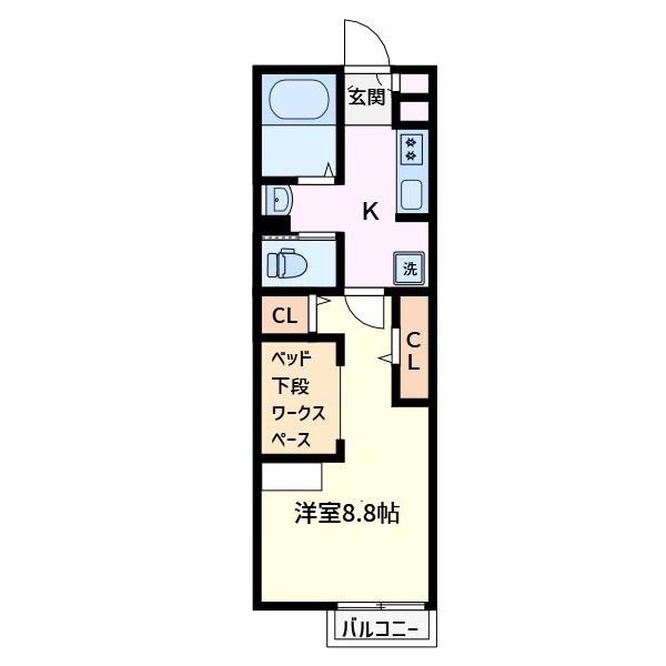 エンジェルの森西新井(1SK/1階)の間取り写真