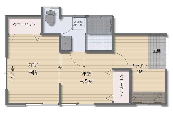 まさみ荘(2K/1階)の間取り写真