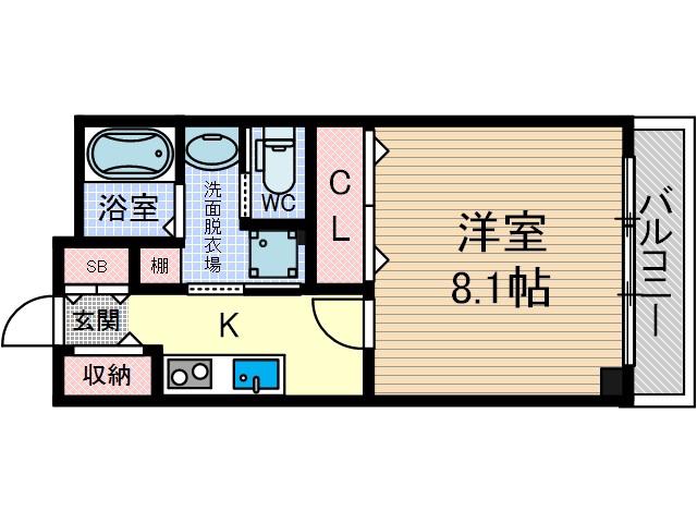 クレール南茨木(1K/3階)の間取り写真