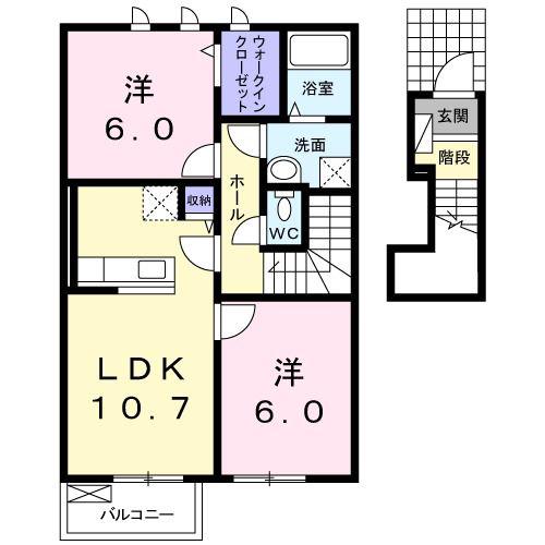ソレアードVI(2LDK/2階)の間取り写真