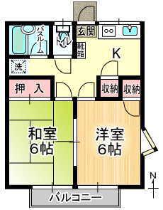 エムケイハイム(2K/2階)の間取り写真