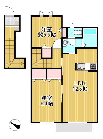 サンコーハイツII(2LDK/2階)の間取り写真