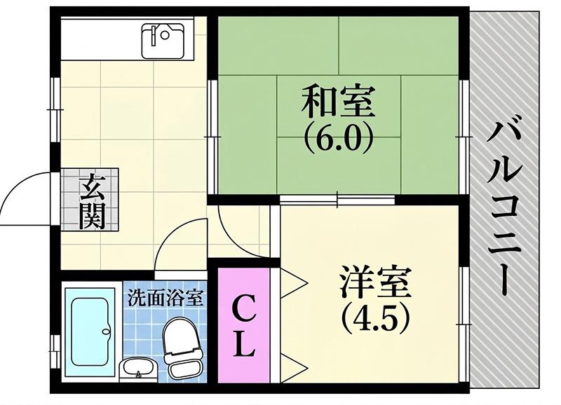 ロイヤルハイツ21(2K/1階)の間取り写真