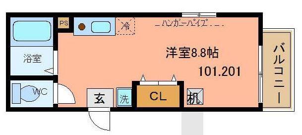 AIROSA七里(ワンルーム/2階)の間取り写真