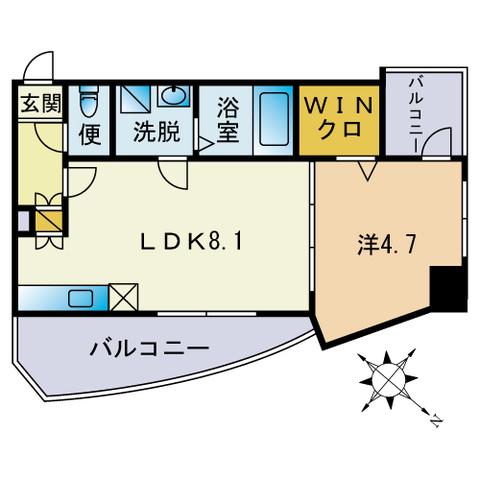 ステージア平尾(1LDK/4階)の間取り写真