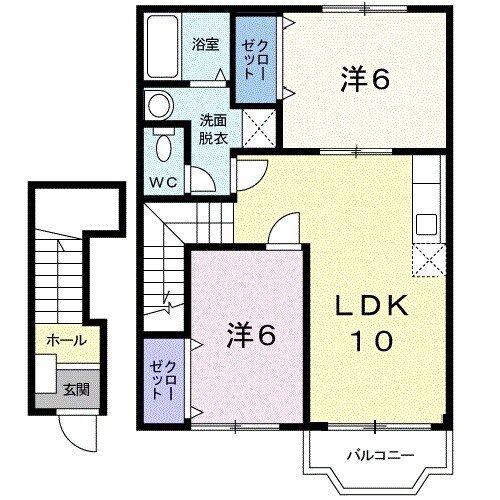 コスモC(2LDK/2階)の間取り写真