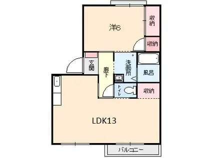 あびこハイツA(1LDK/1階)の間取り写真