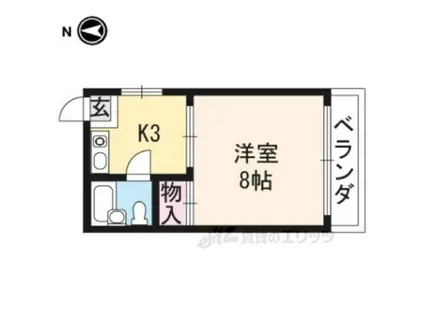 コスモハイツ北白川(1K/4階)の間取り写真