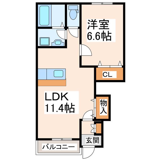 マリンハイムII(1LDK/1階)の間取り写真