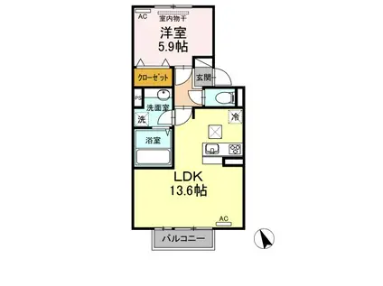 アリエッタ Ⅰ(1LDK/1階)の間取り写真