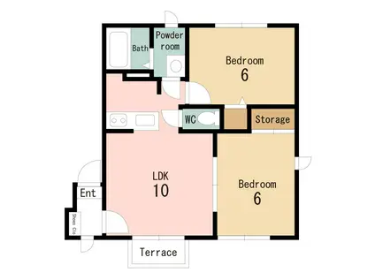 パークヒルズ岩崎6(2LDK/2階)の間取り写真