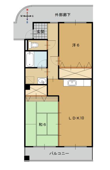 マンションシャローム(2LDK/2階)の間取り写真