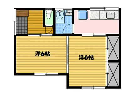 原田アパート(2K/2階)の間取り写真