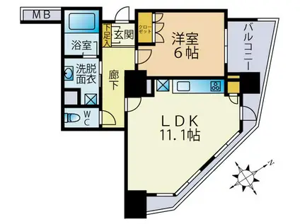 ドレッセ目黒インプレスタワー(1LDK/7階)の間取り写真