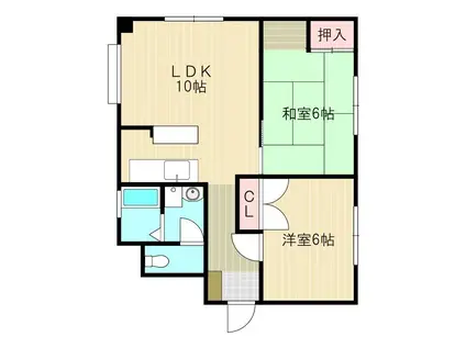 山本ハイツ(2LDK/3階)の間取り写真