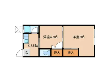 福富アパート(2K/1階)の間取り写真
