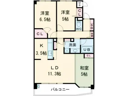 レイセニット奈良 グラン・ヴェルジェ(3LDK/3階)の間取り写真
