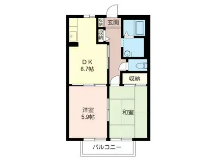 サンシャイントーコーIII(2DK/2階)の間取り写真