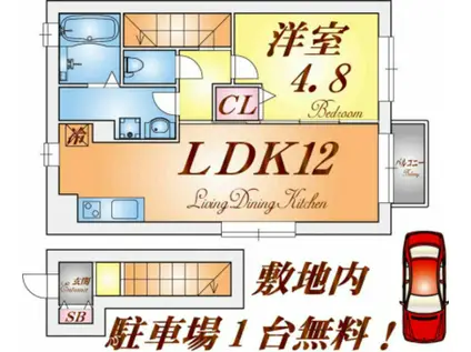 セジュール名谷II(1LDK/2階)の間取り写真
