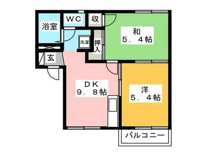 ファミール・カナモリ(2DK/2階)の間取り写真