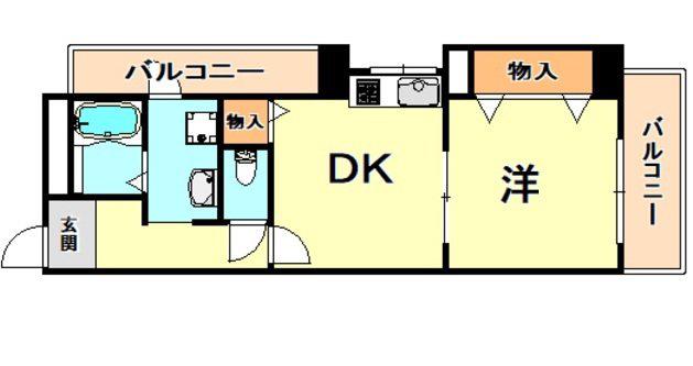 グレードタイム六甲(1DK/4階)の間取り写真