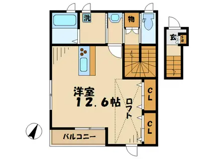 京王相模原線 京王堀之内駅 徒歩9分 2階建 築8年(1K/2階)の間取り写真