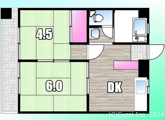 第1オパールマンション(2DK/3階)の間取り写真
