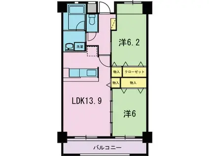 ウイングバード(2LDK/4階)の間取り写真