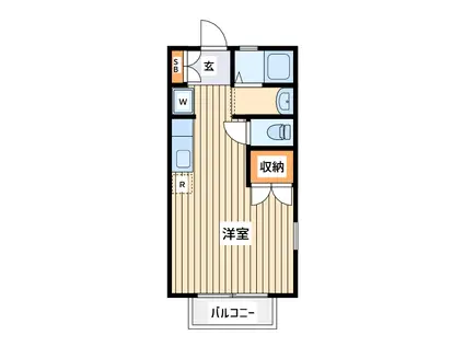 コーポ道中坂Ⅰ(ワンルーム/1階)の間取り写真
