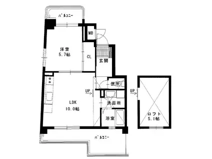 シティハイツ金屋(1LDK/10階)の間取り写真