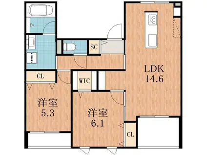 WATANOHA MAISON(2LDK/2階)の間取り写真