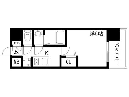 プレサンス神戸長田マリエント(1K/2階)の間取り写真