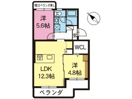 マンションヒカリII(2LDK/2階)の間取り写真