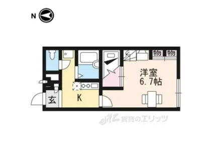 レオパレス浜大津(1K/1階)の間取り写真