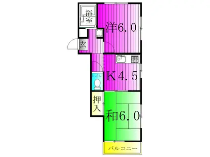 メゾンヤマリ(2K/2階)の間取り写真