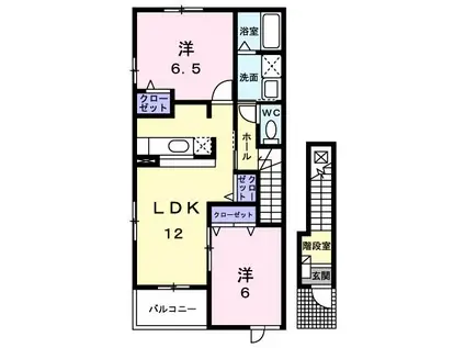 ディマンシュ.M B(2LDK/2階)の間取り写真