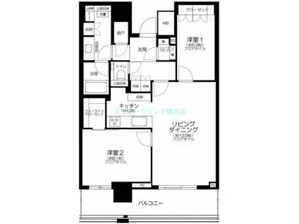 ザタワー横浜北仲(2LDK/10階)の間取り写真