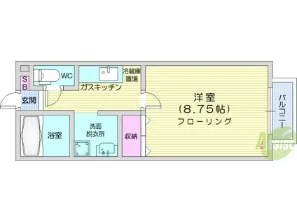 パセオプラシード神明(1K/1階)の間取り写真