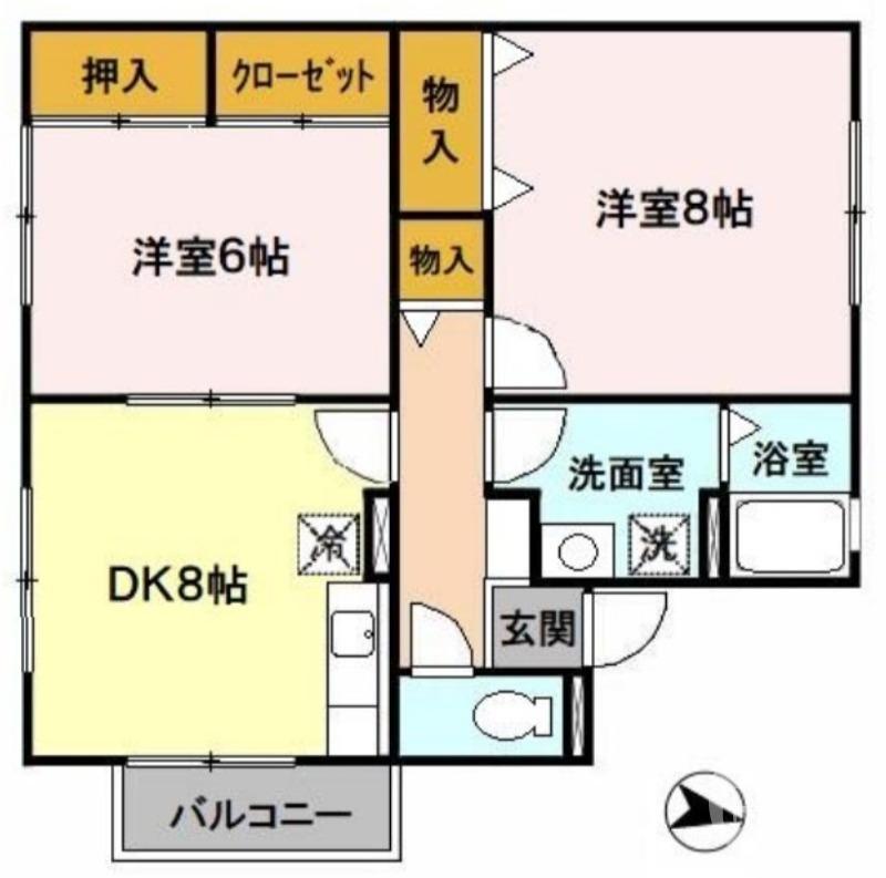 ブランドール(2DK/1階)の間取り写真