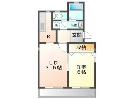 サンシャトレ神ノ輪(1LDK/3階)の間取り写真