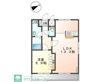 リバーサイドビュー(1LDK/1階)の間取り写真