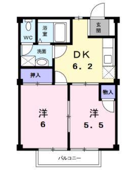 サンシティ臼井A(2DK/2階)の間取り写真